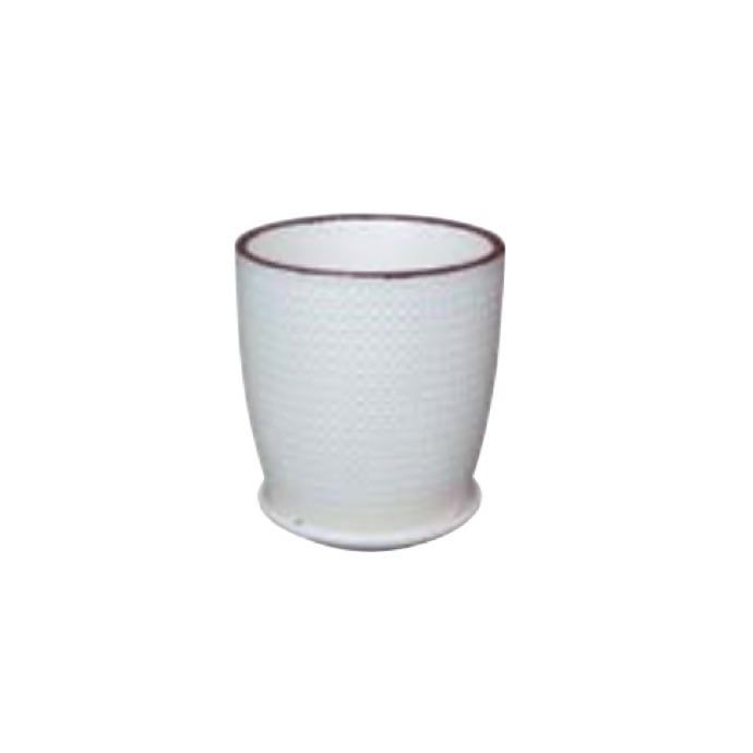 Pot Sintra Dots w/saucer Sml 8.8x8.8 White