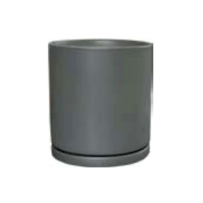 Pot Austin Cylinder w/att Saucer Sml 5x5 Matte Black