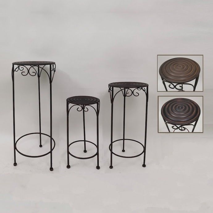Plant Stand w/Ringed Top Lrg 11.75x27.75 Metal