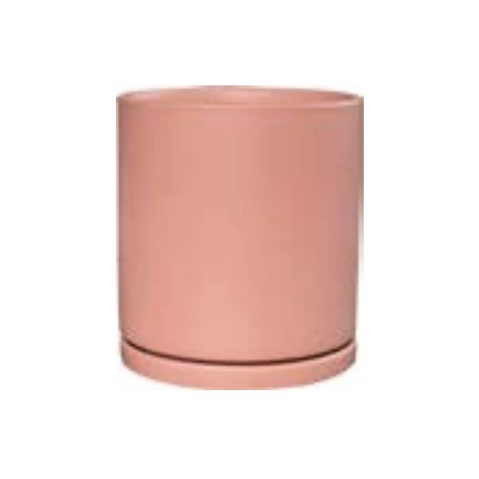 Pot Austin Cylinder w/att Saucer Sml 5x5 Matte Mid Red