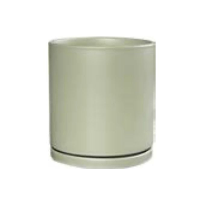 Pot Austin Cylinder w/att Saucer Sml 5x5 Matte Olive