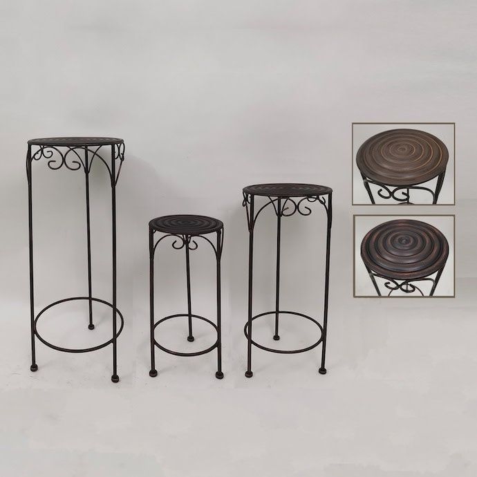 Plant Stand w/Ringed Top Sml 8.5x19.5 Metal