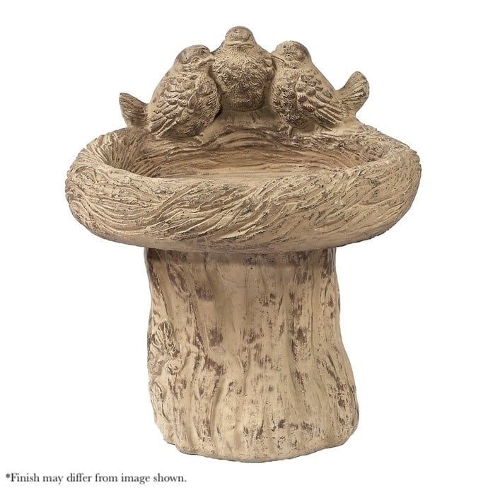 Birdbath Stump Three Birds 17x19H