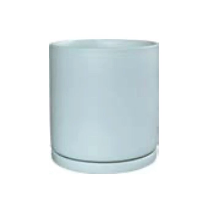 Pot Austin Cylinder w/att Saucer Med 6.5x7 Matte Teal