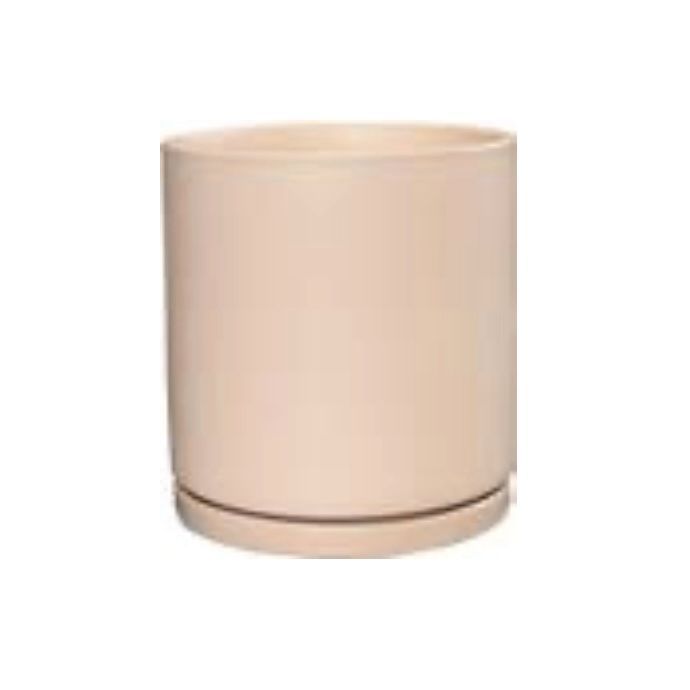 Pot Austin Cylinder w/att Saucer Lrg 8x8.8 Matte Sand
