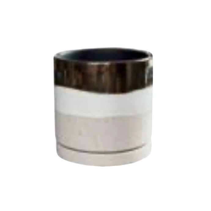 Pot Valko Cylinder Planter w/att Saucer 5x5 Brn.Wht.Crm