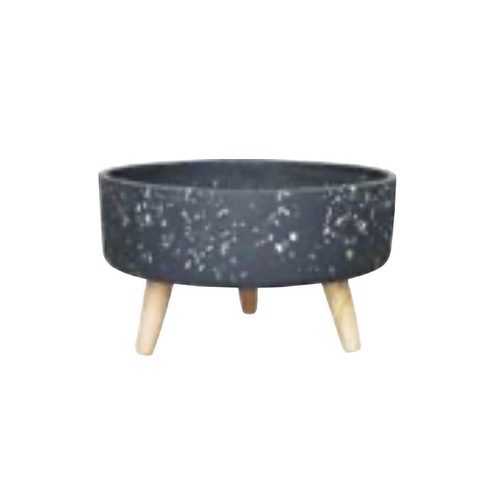 Pot Burgess Low Bowl w/Legs Sml 9.8x7 Speckled Gray Fiberclay