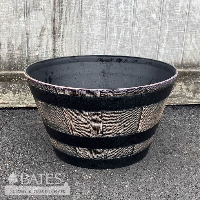 Pot HC 16&quot; Whiskey Barrel Dark Oak Lt Wt