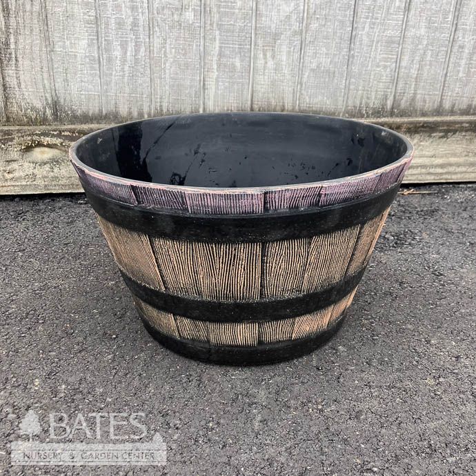 Pot HC 18&quot; Whiskey Barrel Dark Oak Lt Wt