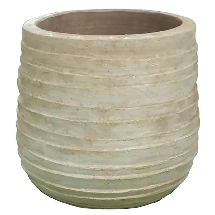 Pot Volterra Ridged Planter Med 13.5x11.75 Sienna Antq Terracotta