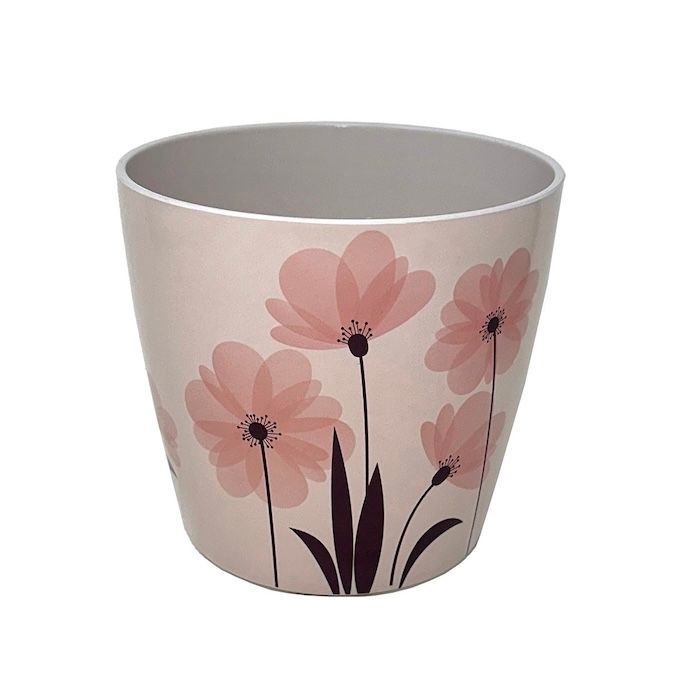 Pot 5&quot; Pink Flower Bamboo Self Watering TDI