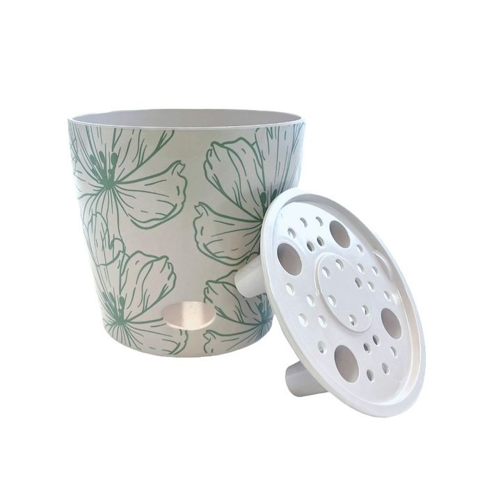 Pot 5&quot; Green Flower Bamboo Self Watering TDI