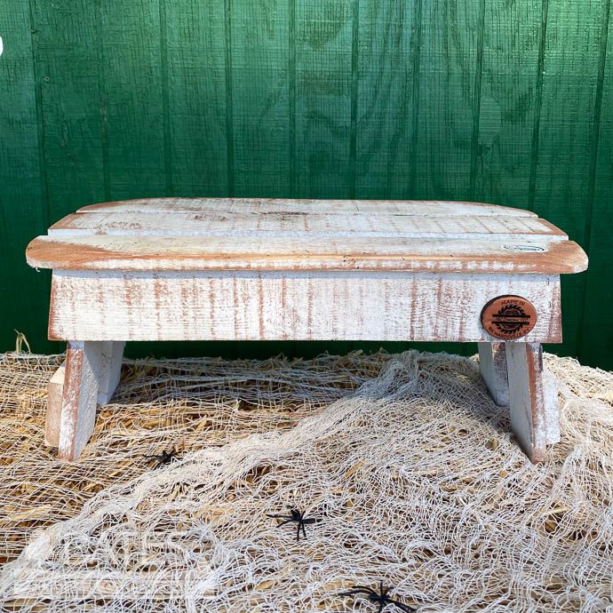 Plant Stand / Step Table White Rustic 18x7h  Cedar - Locally Made