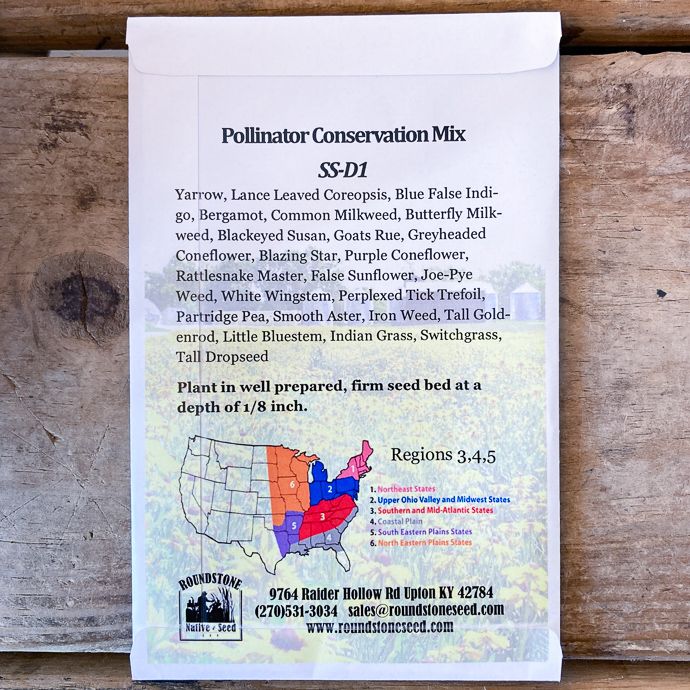 Seed Southern Pollinator Conservation Mix for Dry SS-D1 - Roundstone Native (TN&amp;R)