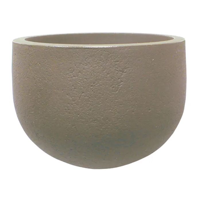 Pot  Modern Round Rustic Planter Med 17.75x13.75 Stone Lt Wt Japi