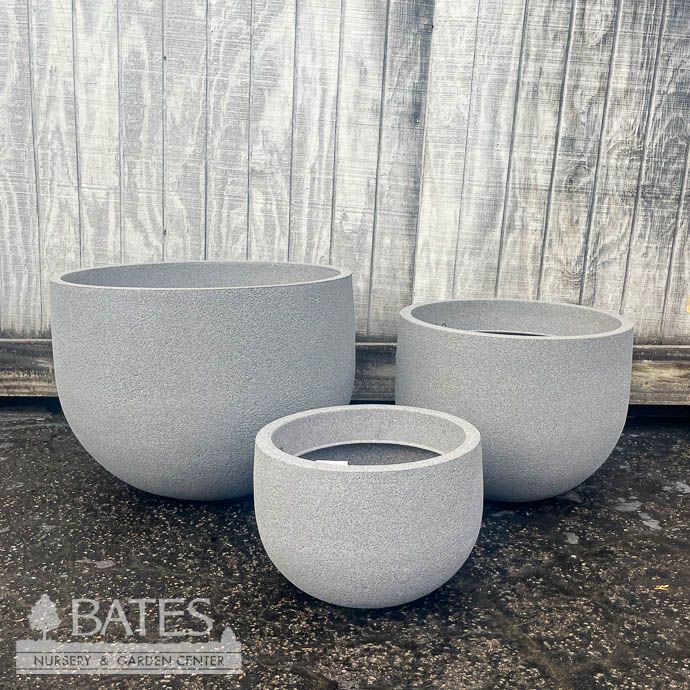 Pot  Modern Round Rustic Planter Sml 13x9 Stone Lt Wt Japi