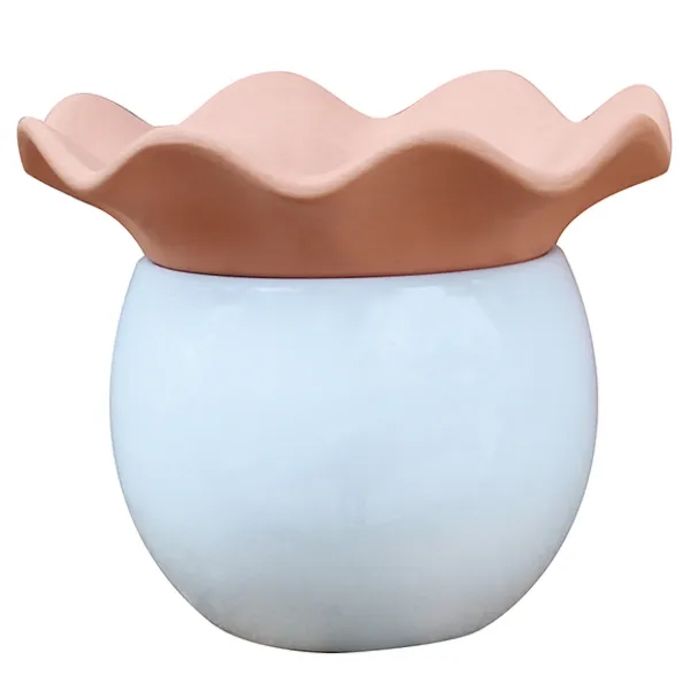 Pot Self Watering 6x5 Mix Media Terracotta &amp; Gloss White