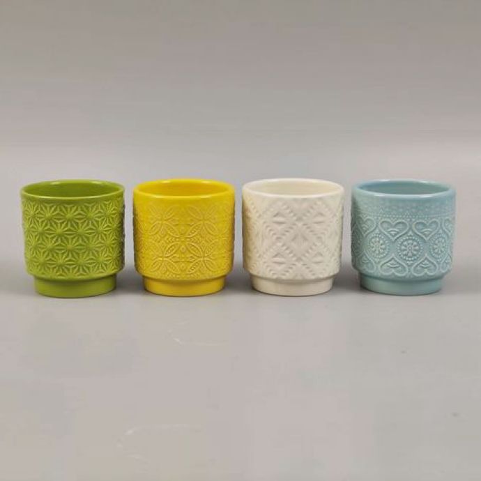 Pot Footed Cylinder Quilted Design 3x3 Asst