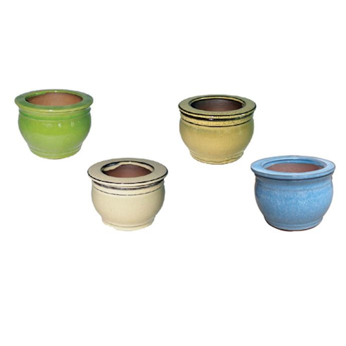 Pot Round Fish Bowl Self-Watering 6&quot; Glazed Asst