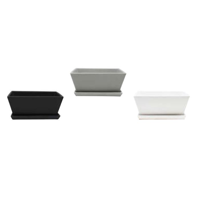 Pot Bonsai Contemporary Matte Finish Sml 5x4x2.75 Blk/Gry/Wht