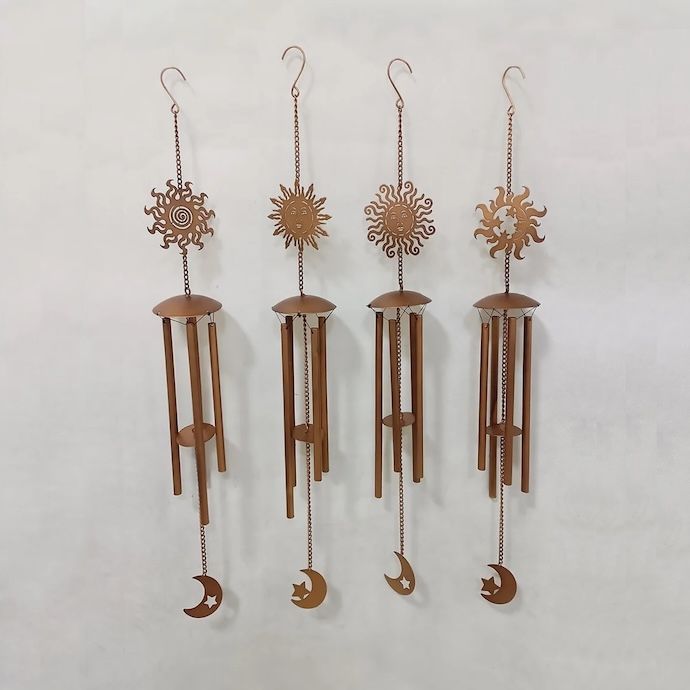 Wind Chime Sun Face w/Moon 27H Asst Metal