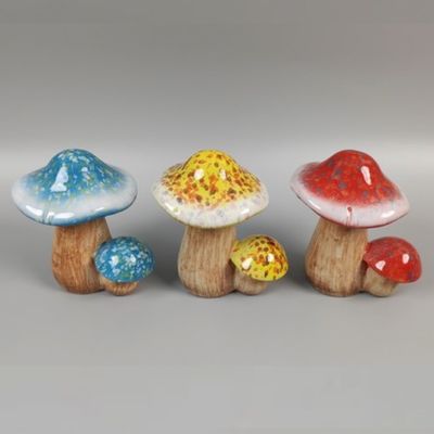 Statuary/Figurine Double Toadstools/Mushrooms 5.5x6 Asst