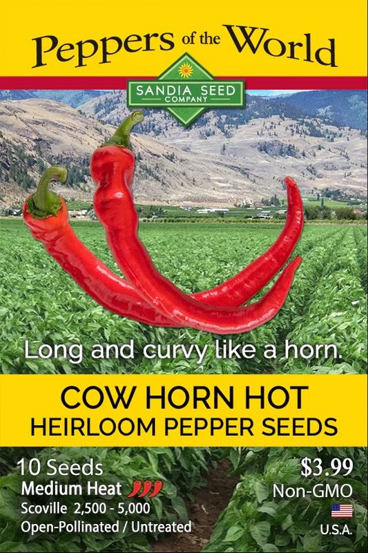 Seed Pepper Cow Horn Heirloom - Capsicum annuum