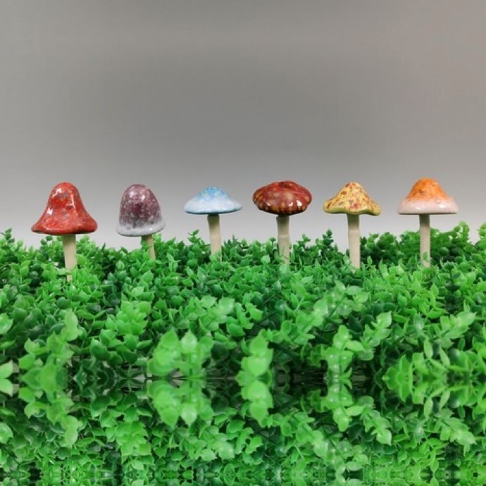 Plant Pick / Garden Stake Toadstool/Mushroom 2.5x6H Asst