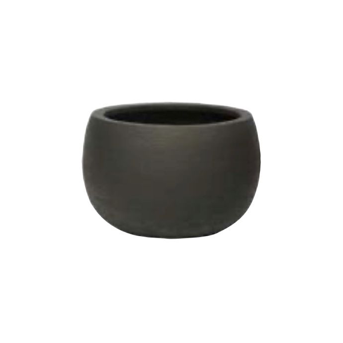 Pot Sandstone Low Bowl Planter Sml 11.8x7.5 Black Fiberglass