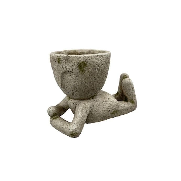 Pot Stone People Laying Down /Relaxed Zen 5.7x10.4x7H Resin