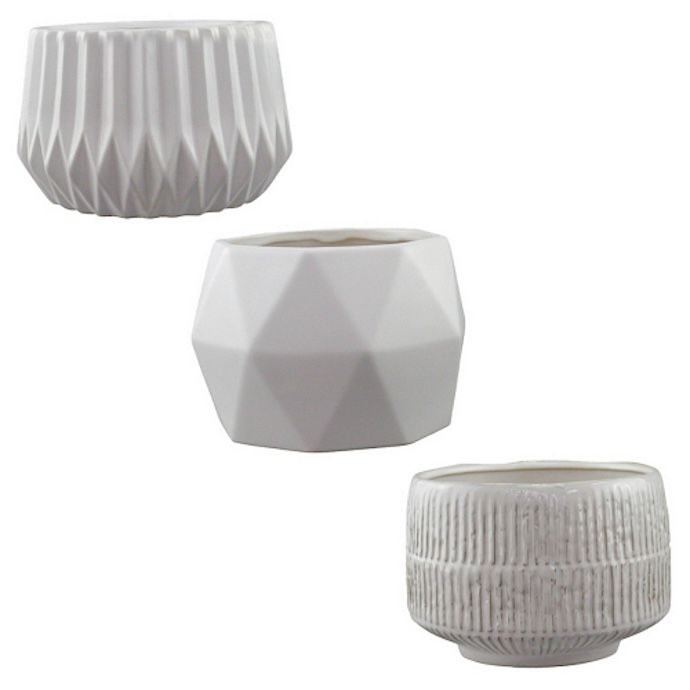 Pot Dimensional Planter 8x5.5H Asst White w/ Hanger