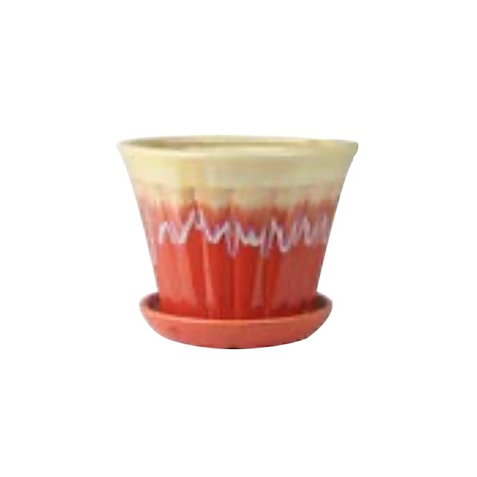 Pot Benatar Flare w/att Saucer Med 6x5 2-Tone Beige &amp; Coral