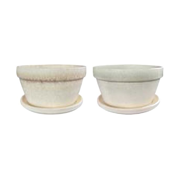 Pot Bulb Pan /Planter Lrg 10x5.5 Rustic White Asst