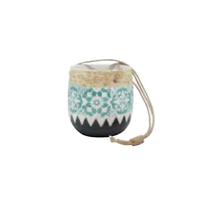 Pot Aswan Hanging Planter 6.5x6.5 Beige/Blu/Brn Multi Pattern