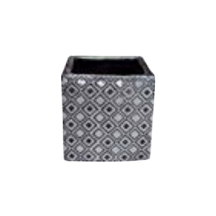 Pot Tessera Square Planter w/Diamond Decor 5x5x5 Silver