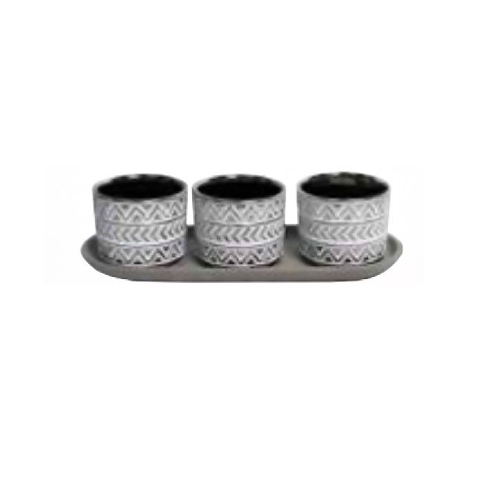 Pot Oracle Window Box w/3 Pots 9.8x3.5x3 Silver