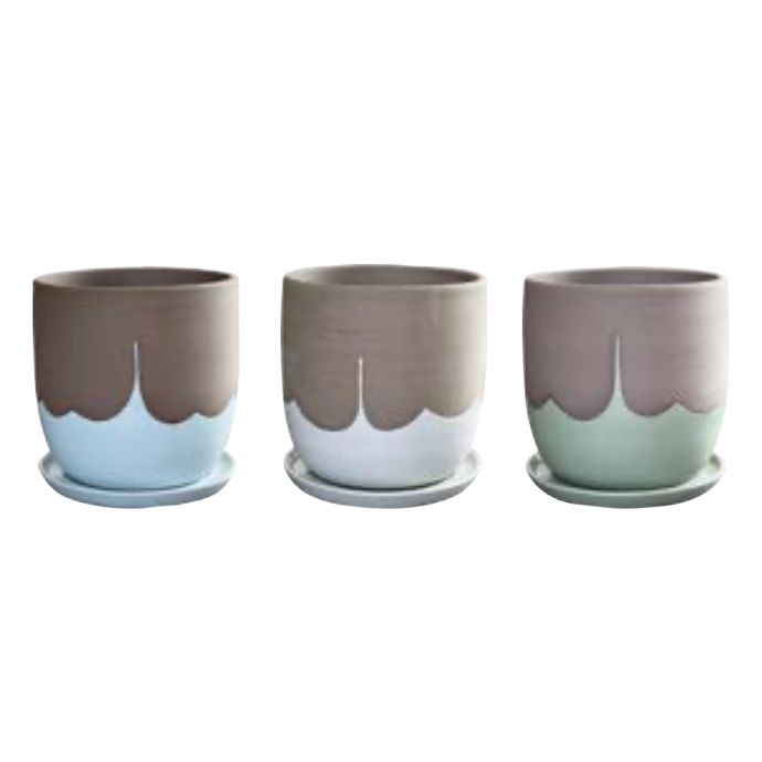 Pot Drip Planter Lrg 7x7 Brown Drip w/Asst Pastels