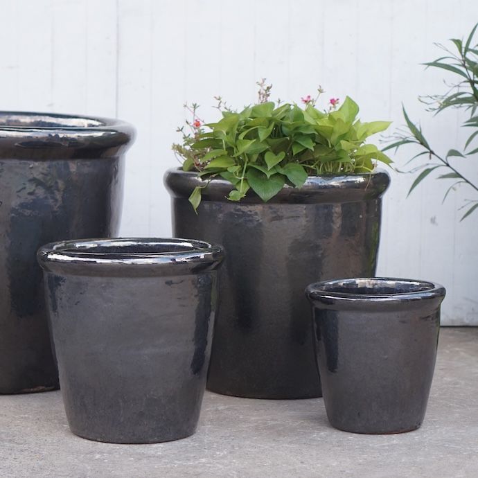 Pot Claudia Rolled Rim Lrg 20x19  Asst
