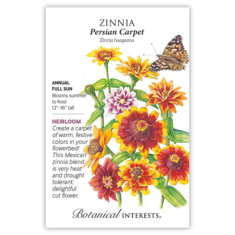 Seed Flwr Zinnia Persian Carpet Heirloom - Zinnia haageana