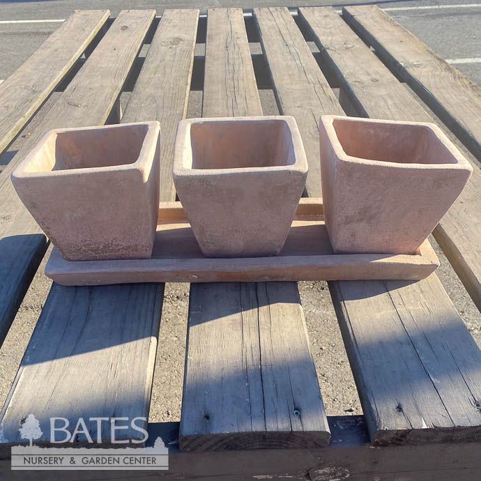 Pot Trio Planter (6x5) w/Tray (19x6) Antq Terracotta