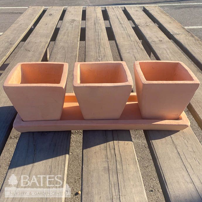 Pot Trio Planter (6x5) w/Tray (19x6) Wash Terracotta