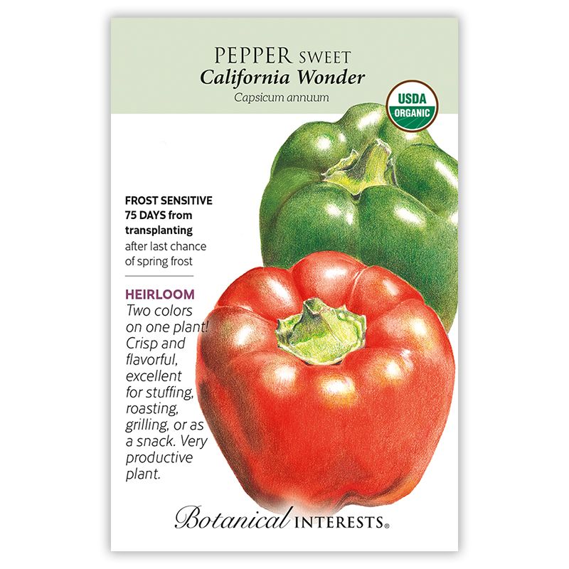 Seed Veg Pepper Sweet California Wonder Red/Green Organic Heirloom - Capsicum anuum