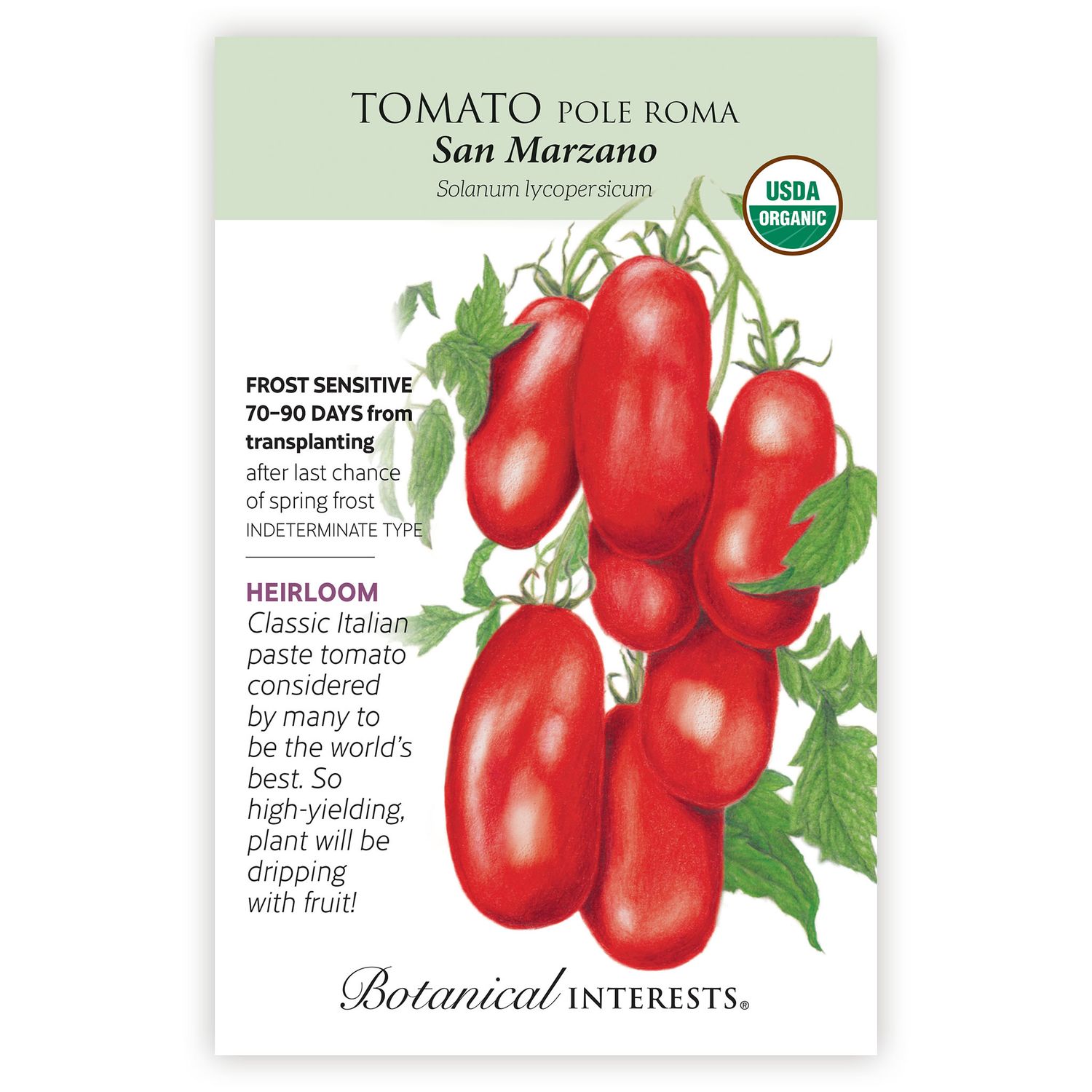 Seed Veg Tomato Pole San Marzano Organic Heirloom - Lycopersicon lycopersicum