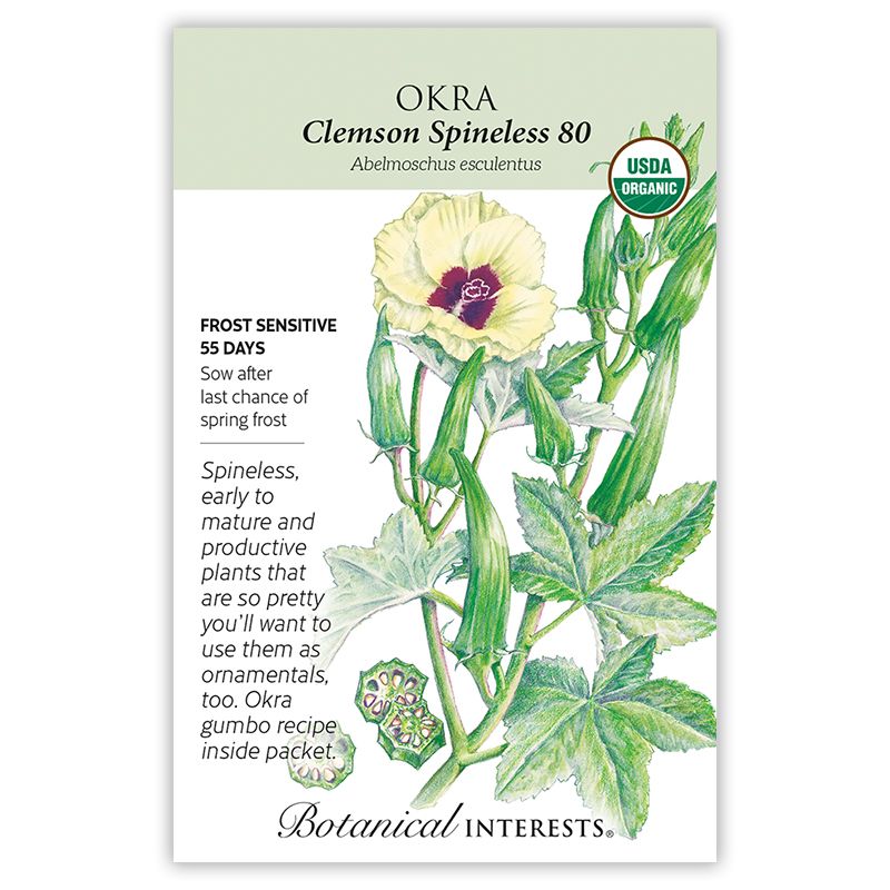 Seed Veg Okra Clemson Spineless 80 Organic - Abelmoschus esculentus