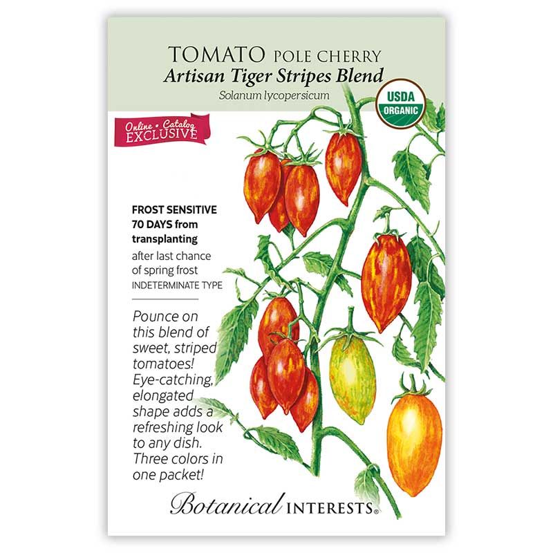 Seed Veg Tomato Cherry Artisan Tiger Stripes Blend Organic - Solanum lycopersicum