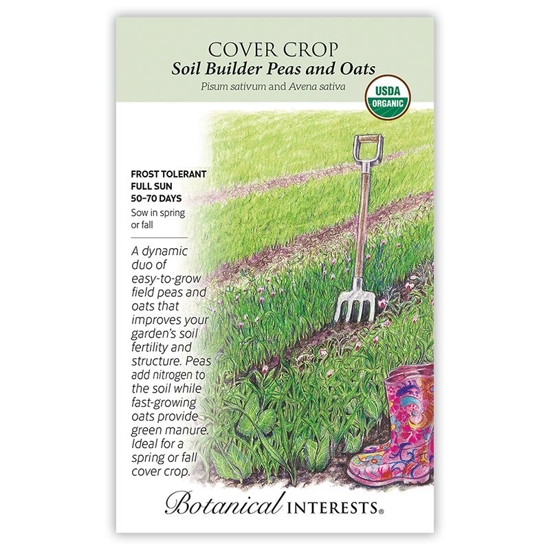 Seed Cover Crop Soil Builder Peas/Oats Organic - Pisum sativum/Avena sativa - Lrg Pkt
