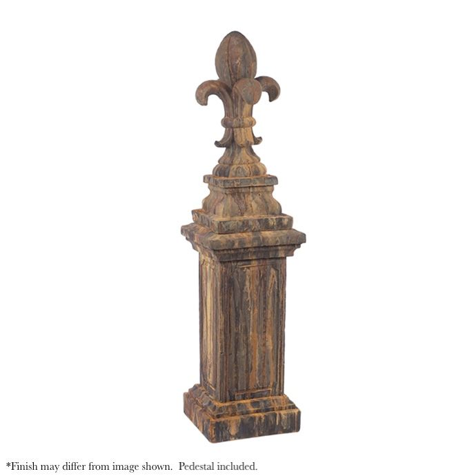 Statuary Quad Fleur Finial &amp; Square Pompei Pedestal / Column