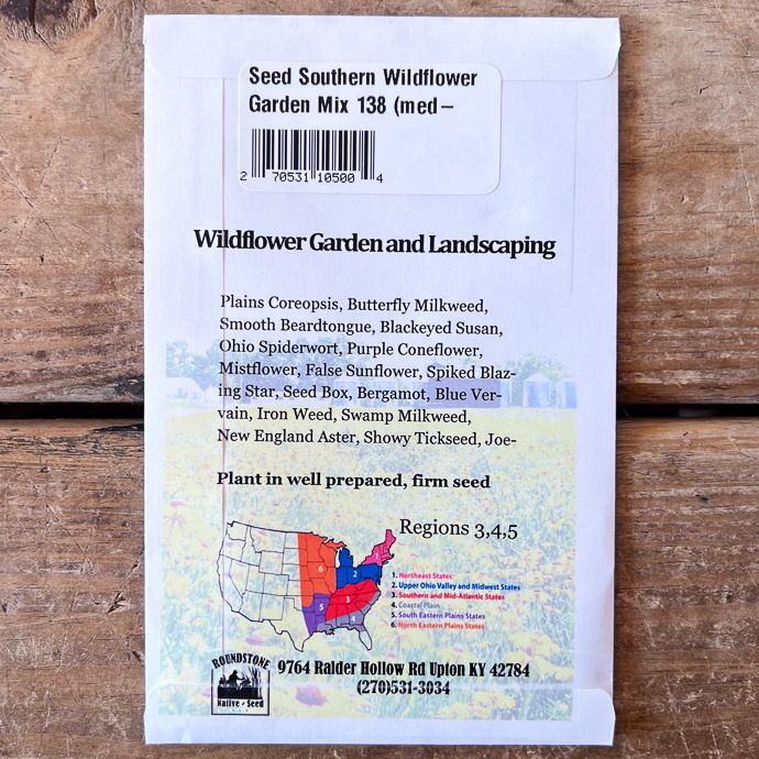 Seed Wildflower Garden &amp; Landscaping Mix 138 (med-wet) - Roundstone Native (TN)