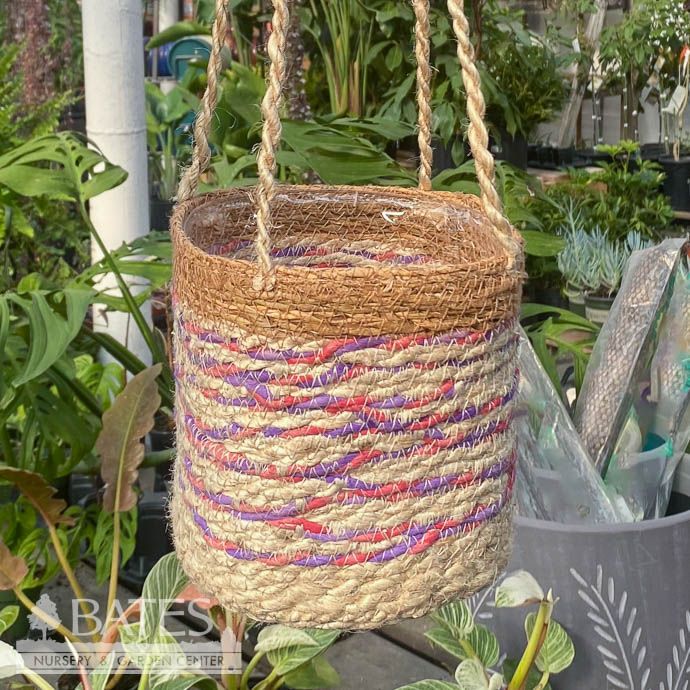 Pot Hanging Pot Fabric w/Seagrass Lrg 6x6