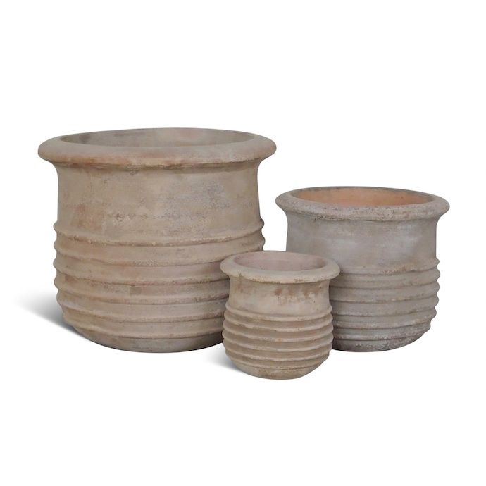 Pot Gianna Belly Pot w/Multi Rings Lrg 16x14 Antq Terracotta